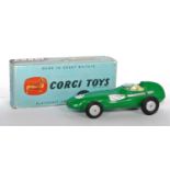 A Corgi Toys No. 150 Vanwall F1 Grand Prix car comprising of green body with silver exhaust and