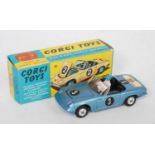 A Corgi Toys No.318 Lotus Elan S2, comprising of metallic blue body with spun hubs and driver