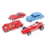 Four various loose plastic and diecast Schuco and Triang Minic saloons, comprising a Schuco Micro-