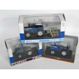 A Universal Hobbies 1/32 scale boxed Ford tractor diecast group to include a Ford 8830 1989