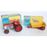 A Corgi Toys boxed tractor and farming implement diecast group to include No. 66 Massey Ferguson 165