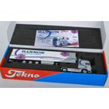 A Tekno 1/50 scale boxed Hannon International Transport model of a DAF XF 105 tractor unit and