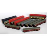 An assortment of ten Hornby Dublo coaches:- 3 x 4078 sleeping cars (2 are boxed), 4075 full brake,