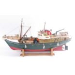 A very well-made kit built and later adapted approx 1:30 scale model of a French fishing trawler,