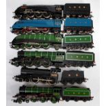 6 LNER engines and tenders, black 'Herring Gull', blue 'Seagull', green 'Golden Eagle', 'Flying