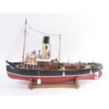 A Caldercraft kit built 1:48 scale model of a Tyne-tug, comprising of GRP hull with wooden, balsa