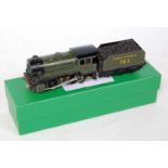 A Trix Twin 3-rail Southern green freelance 0-4-0 engine and tender No. 763 pre-war couplings,