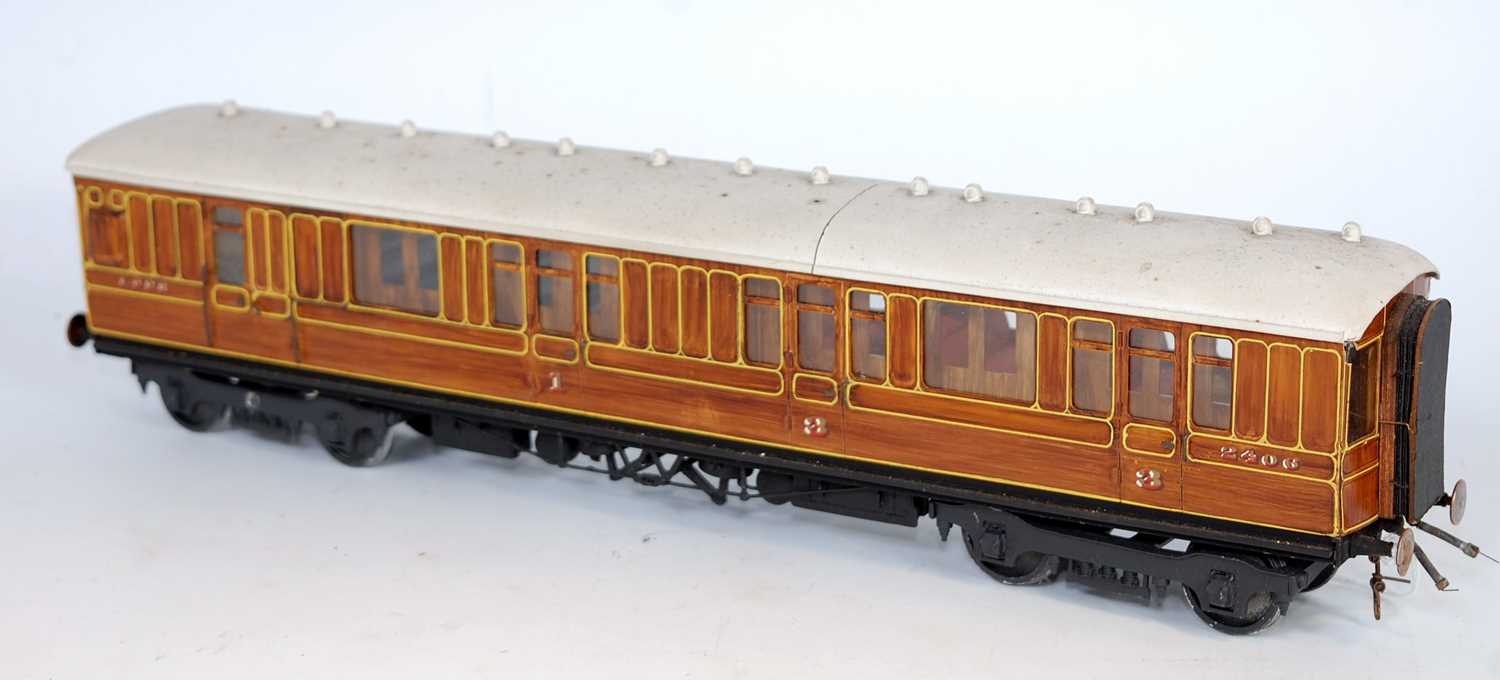 A finely detailed teak LNER ex NER corridor brake composite coach by Kenard Models, scale wheels,