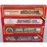 Four Hornby locos and tenders, some in non-original boxes:- BR black compound; GW green "King Edward