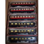 Trix Twin railways - 3 Pullman cars, 2 fitted with lights , 3 BR red/cream scale length corridor