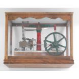 A scratch built home constructed model of a stationary beam engine, of usual construction, with