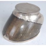 A George V silver mounted horse hoof inkwell