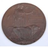 A WW I bronze memorial plaque,