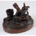 Auguste Nicolas Cain (1821-1894) - a late 19th century small bronze model of two ratting terriers,