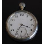 A British military issue Rolex nickel cased open face pocket watch