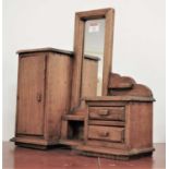 An early 20th century oak apprenticeship piece dressing chest, h.36cm