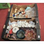 Two boxes containing a collection of glassware and ceramics, to include a 19th century floral