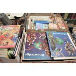 Three boxes of assorted childrens books, to include Enid Blyton and Rupert Annuals