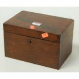 A Victorian rosewood and crossbanded tea caddy, having twin compartment interior, w.22cm