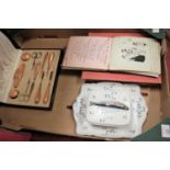 A box of miscellaneous items, to include an early 20th century sketchbook containing various