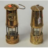 A brass miners safety lamp, bearing plaque for E. Thomas & Williams Ltd, numbered 66604; together