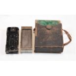 An L. Gaumont & Cie' stereo-block-notes camera Bte Sgdg camera No. 3689, in brown stitched leather