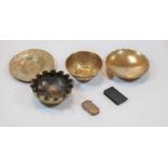 A small collection of miscellaneous items, to include various Eastern brass bowls, bakelite vesta,