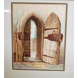 S. Read - The church door, watercolour, signed and dated 1877 lower left, 30 x 23cm