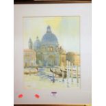 After Anthony Morris (b.1938) - Santa Maria della Salute, watercolour, bears signature lower left,