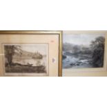 Assorted pictures and prints, to include etching of Loch Lomond, ink and wash sketch of Cavendish