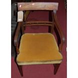 A 19th century mahogany bar back elbow chair; together with matching side chair and a further 19th