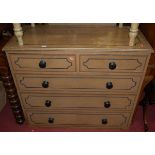 A Victorian painted pine square front chest of two short over three long drawers (lacking supports),
