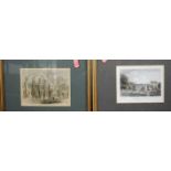 Four various topographical engravings, to include Glendon Hall in Northants, and a pair of framed