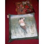 A floral and tapestry embroidered scatter cushion, together with one other (2)