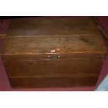 A 19th century oak hinge top silver chest having felt lined interior, width 91cm