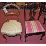 A circa 1900 French mahogany single salon chair in the Louis XV taste, the carved floral