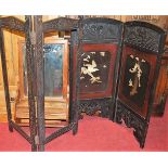 An Edwardian walnut hanging wall mirror, with lower hinged compartment; together with a Japanese