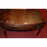 A 19th century mahogany bowfront single drawer low occasional table (adapted), w.73cm