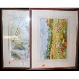Stephanie Walters - Poppies, watercolour; and one other by the artist (2)