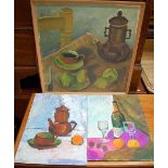 Assorted contemporary artworks, principally in oil, to include still life studies (a lot)