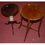 A mahogany pedestal wine table; together with further mahogany circular occasional table (2)