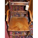 A 19th century elm and fruitwood Mendlesham elbow chair, together with two further similar side