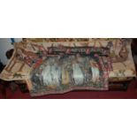 Two contemporary machine woven tapestry wall hangings depicting medieval ceremonial scenes