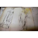 A folio of assorted life drawing sketches, in pencil and pastel, each 55 x 36cm (a./f)