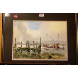 J.A. Hutchinson - Southwold Harbour, watercolour, signed lower left, 26 x 36cm