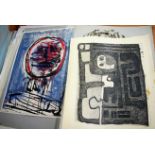 A folio of assorted artists studio prints, to include various screenprints etc, principally by Peter