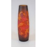 A Galle style carved glass vase, 25cm