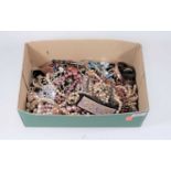 A box of miscellaneous costume jewellery, to include faux pearl chokers, faux amber necklace,