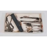 A collection of miscellaneous items, to include 18th century and later silver teaspoons, a silver