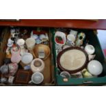 Two boxes of principally mixed ceramics and sundry ornaments, photograph frame etc